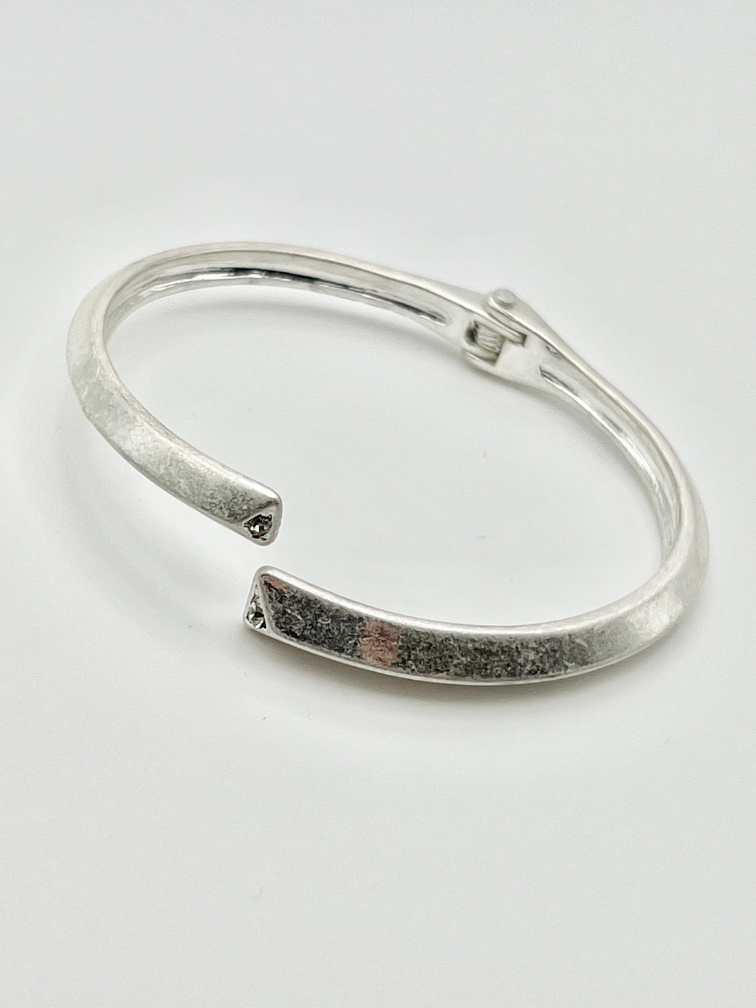 Matte Asymmetrical Wrap Hinge Bracelet with Crystals in Silver and Gold