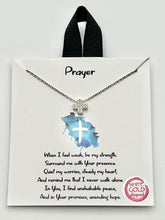 Prayer Inspirational Necklace with Cross Charm on Gift Card - Silver and Gold
