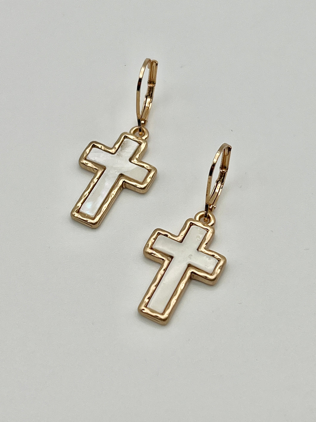 Mother of Pearl Cross Earrings