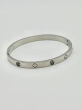 24/7 Wear Greek Cross and Crystal Stainless Steel Bangle with Clasp in Sliver or Gold