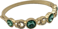 24/7 Wear Vintage Gold Bangle with Inlaid Crystals or Pearls - 6 Colors
