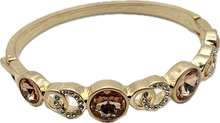 24/7 Wear Vintage Gold Bangle with Inlaid Crystals or Pearls - 6 Colors