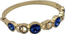 24/7 Wear Vintage Gold Bangle with Inlaid Crystals or Pearls - 6 Colors