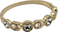 24/7 Wear Vintage Gold Bangle with Inlaid Crystals or Pearls - 6 Colors