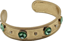 24/7 Wear Vintage Gold Cuff with Inlaid Crystals or Pearls - 6 Colors