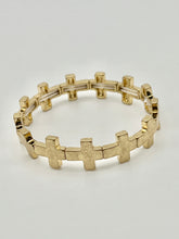 Hammered Cross Stretch Bracelet with 13 Small Crosses in 4 Colors