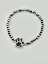 Dog Paw Charm Stainless Steel Ball Bead Stretch Bracelet - 4MM Bead Size Gold and Silver