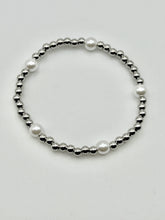 Gold or Silver Pearl Stainless Steel 4MM Ball Bead Stretch Bracelet