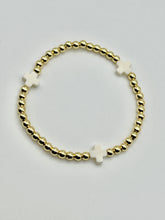 Color Cross Charm Stainless Steel Ball Bead Stretch Beaded Bracelet - Gold with 4 Colors