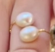 Freshwater Pearl and Rope Cable Gold or Silver Ring - Adjustable