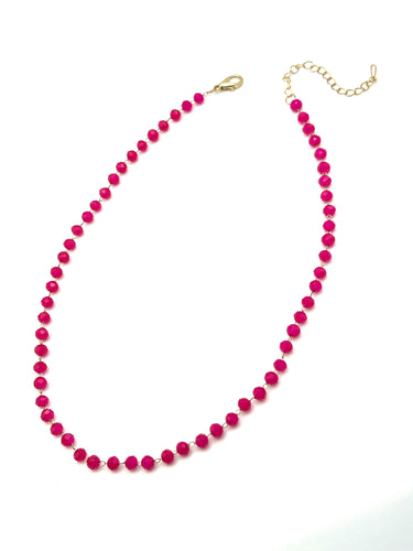 Crystal Bead Chain Necklace - 6 Colors