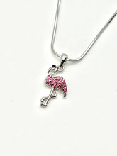 Flamingo Silver Crystal Charm Necklace with 16 inch Serpentine Chain - 2 Colors