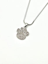 Animal Paw Silver Crystal Charm Necklace with 16 inch Serpentine Chain - 2 Colors
