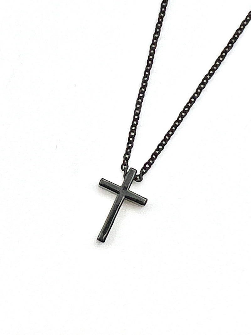 Black Cross Charm Necklace with 16 inch Cable Chain – rant and
