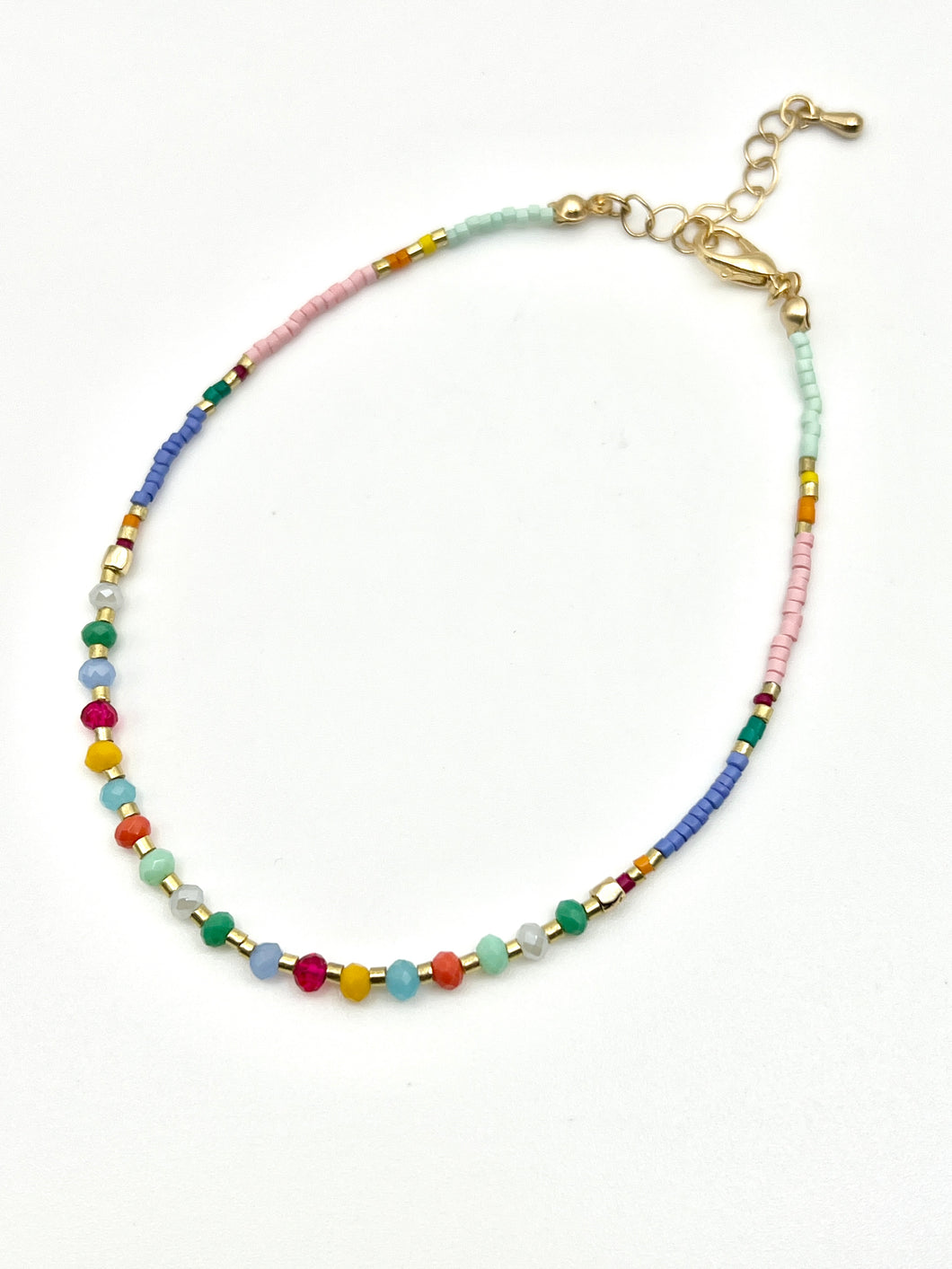 Multicolor and Gold Bead Anklet