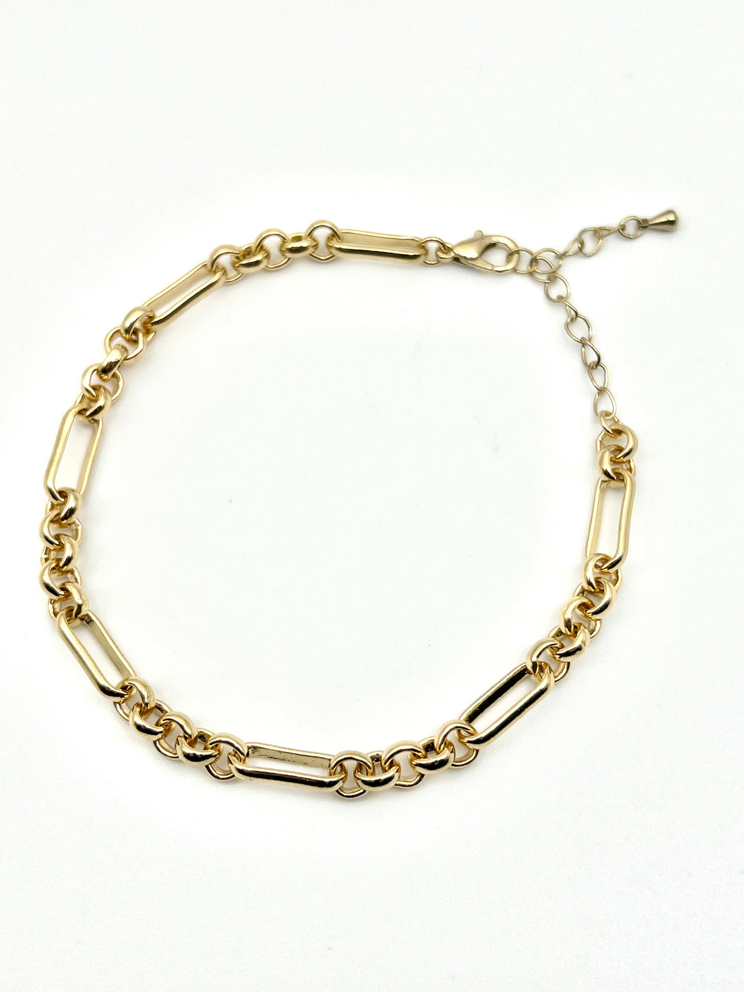 Gold Paper Clip and Cable Chain Anklet