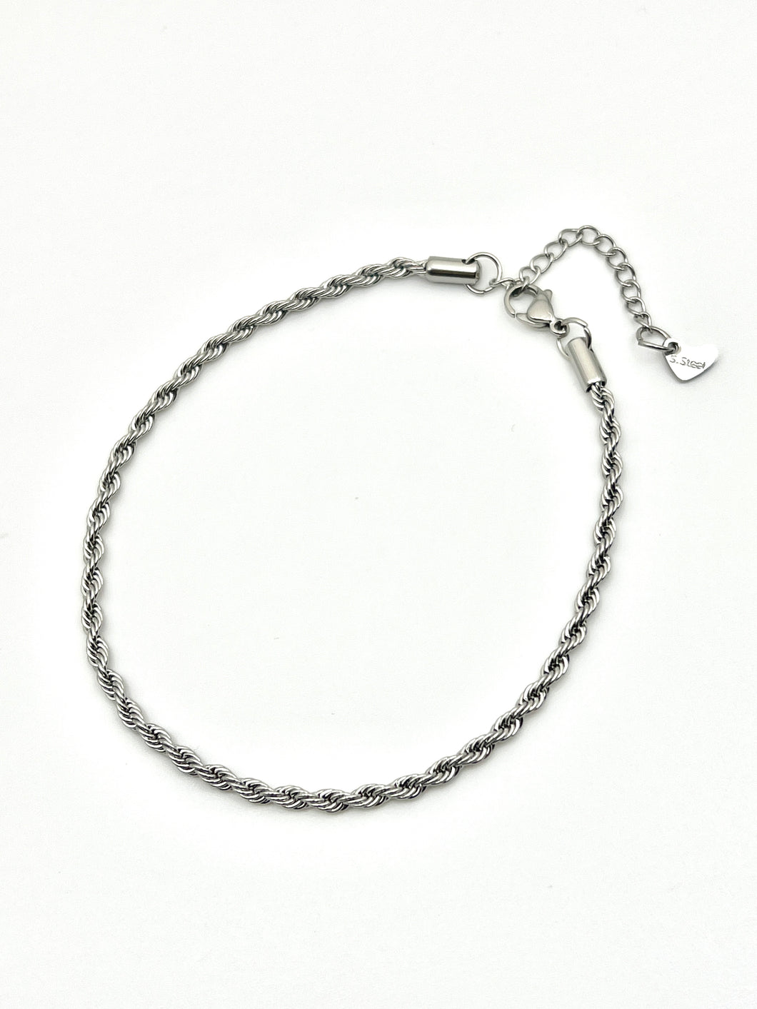 Silver Rope Chain Stainless Steel Anklet