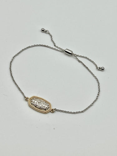Silver or Gold Lace Design Pendant Cable Chain Slider Bracelet