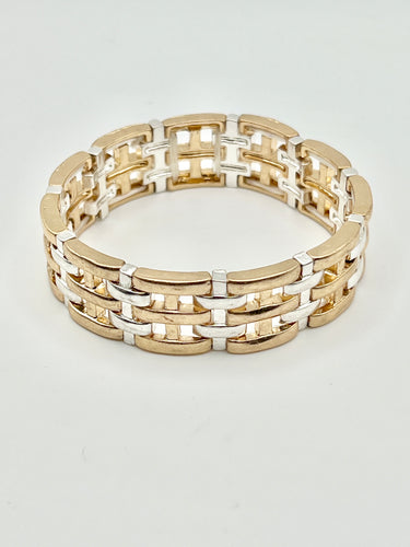 Updated Watch band design Two Tone Stretch Designer Bracelet