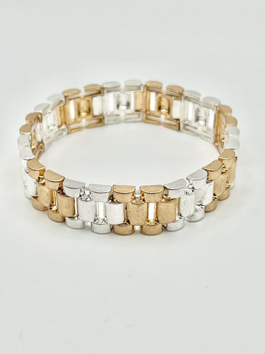 Classic Watch band design Two Tone Stretch Designer Bracelet