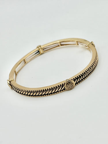 Gold Rope design with Medallions Stretch Stackable Bracelet