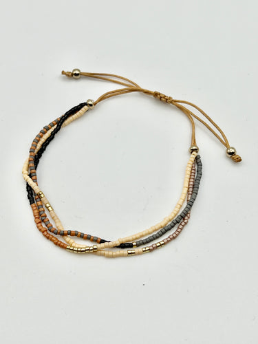 Seed Beads with 3 Strands Adjustable Bracelet - 2 Color Combinations