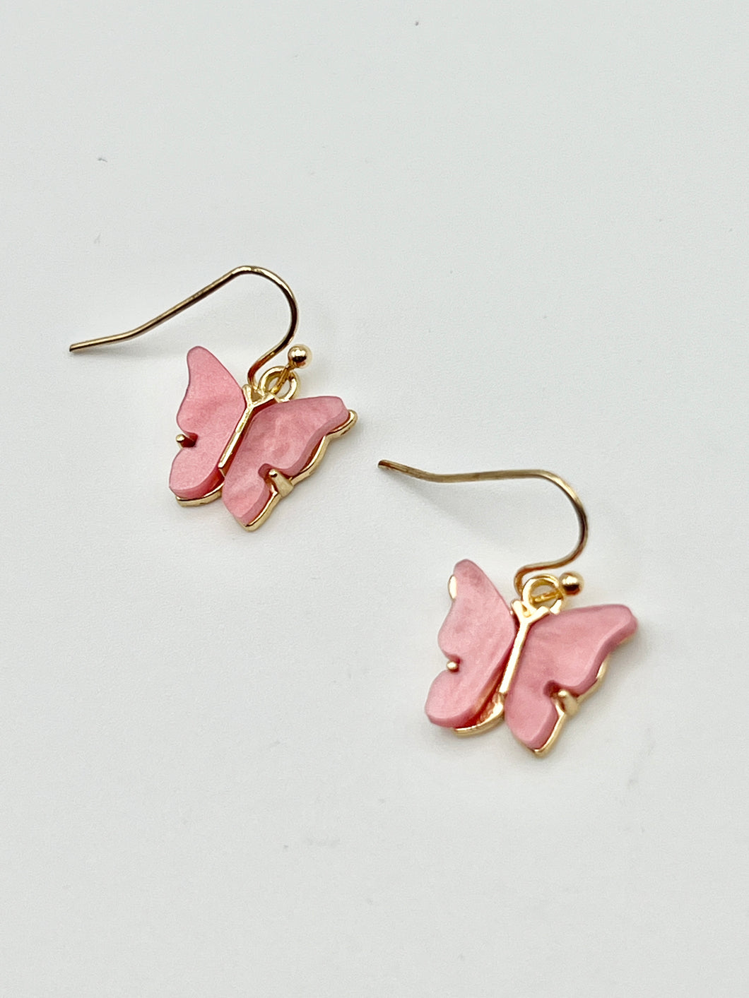 Pink and Gold Butterfly Earrings