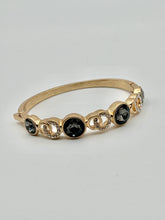 24/7 Wear Vintage Gold Bangle with Inlaid Crystals or Pearls