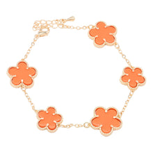 24/7 Wear 5 Flower Stainless Steel Link Chain with Clasp Bracelet - 10 Colors