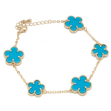 24/7 Wear 5 Flower Stainless Steel Link Chain with Clasp Bracelet - 10 Colors