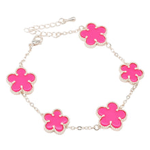 24/7 Wear 5 Flower Stainless Steel Link Chain with Clasp Bracelet - 10 Colors
