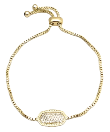 24/7 Wear Gold with Cubic Zirconia Oval Slider Bracelet