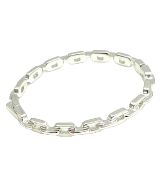 24/7 Wear Silver Chain Link Stainless Steel Bangle with Clasp