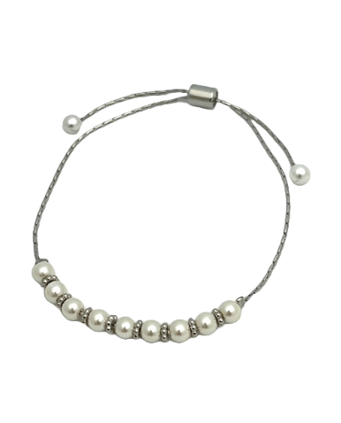 Pearl and Silver Adjustable Bracelet