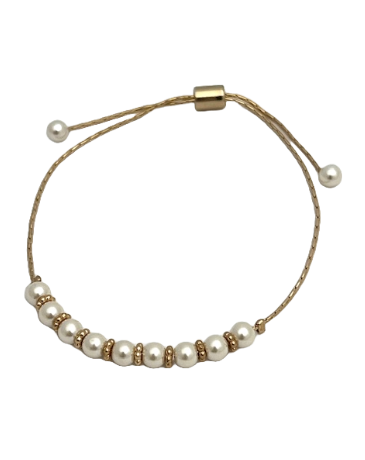 Pearl and Gold Adjustable Bracelet