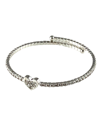 Silver Wrap Heart Bracelet with Crystals