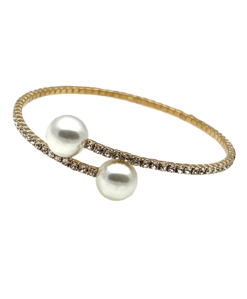 Gold Wrap Bracelet with Crystals and Pearls