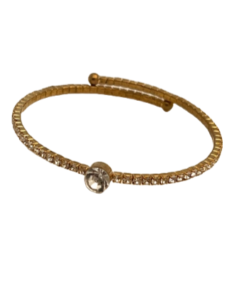 Gold Wrap Bracelet with Crystals and Large Center Crystal