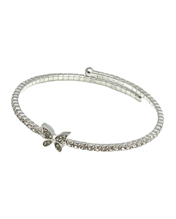 Silver Wrap Butterfly Bracelet with Crystals