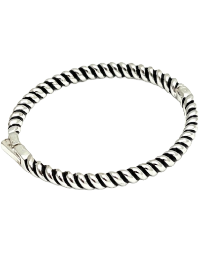 24/7 Wear Silver Rope Stainless Steel Bangle with Clasp