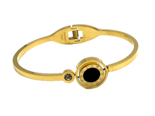 24/7 Wear Gold Stainless Steel Bracelet with 2 Sided Roman Numeral Disc
