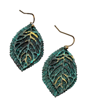 Patina Double Leaves Earrings