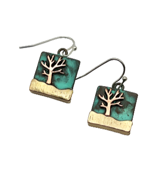 Patina Landscape Tree Earrings