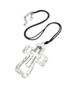 Double Cross Pendant Necklace with 32