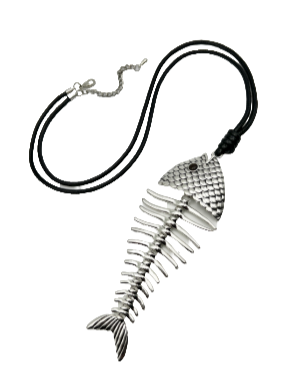 Fish Skeleton Pendant Necklace with 32