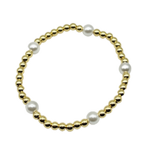 Gold or Silver Pearl Stainless Steel 4MM Ball Bead Stretch Bracelet
