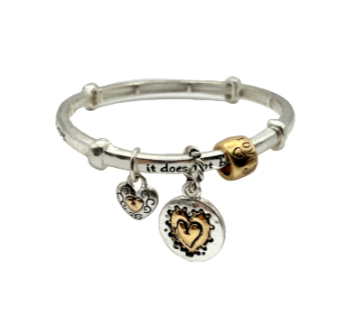 I Cor. 13:4 Love is Patient Scripture Silver Stretch Inspirational Charm bracelet