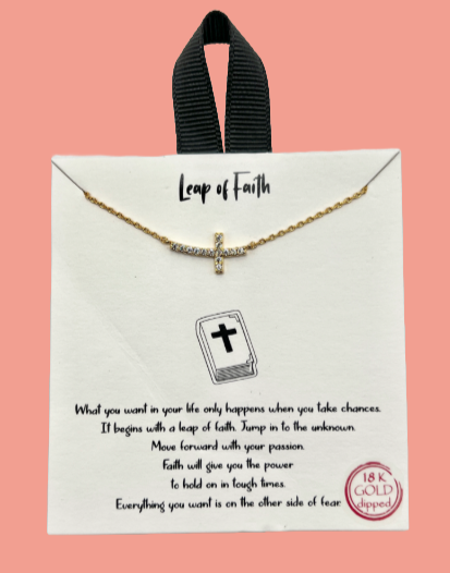 Leap of Faith Gold Inspirational Necklace on Gift Card