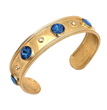 Gold Cuff with Inlaid Crystal or Pearl Stones - 6 Colors