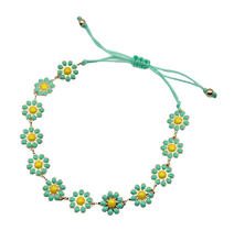 Flower Enamel and Metal Beads Adjustable Bracelet - 3 Colors
